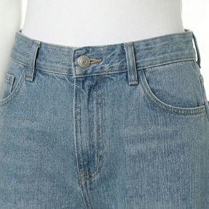 Pantalones Vaqueros de Mezclilla de Cintura Media, Corte Recto, Color Sólido, Elásticos, para Mujeres y Niñas, Venta al Por Mayor - Product Image 5