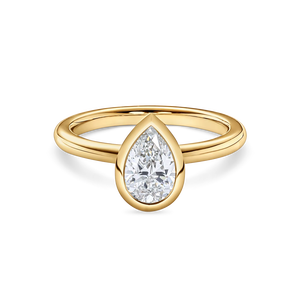 Anillo con diamante cultivado en laboratorio en forma de pera de 1 quilate, engaste tipo bisel, diseño de compromiso en oro amarillo, blanco, rosa y platino de 18 quilates. - Product Image 1