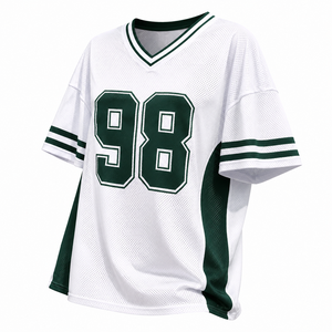 Camiseta Deportiva de Fútbol Americano Unisex Extra Grande Personalizada OEM, Camiseta Deportiva Universitaria con Cuello en V de Malla |   Tela de Sarga Sublimada para Ropa Urbana - Product Image 1