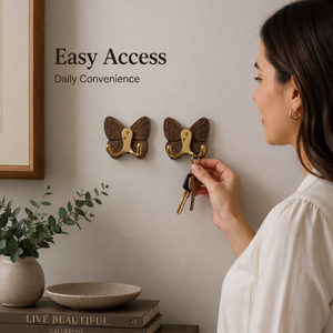 Handmade luxury Wooden Butterfly Key Holder <b>Wall</b> Mounted Decorative Single Hook Organizer for Keys Entryway Home Office Decor - Product Image 3
