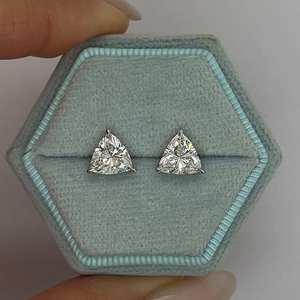Luxury Trillion Cut Lab Grown Diamond Stud <b>Earrings</b> in Original Gold for Women-Wedding Gift <b>Fine</b> Jewelry - Product Image 2