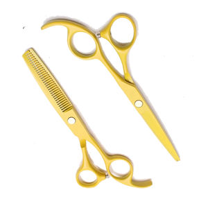 Kit de coupe de cheveux de barbier en acier inoxydable de haute qualité, ciseaux à effiler jaunes, outil de coiffure et de beauté - Product Image 2