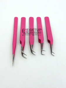 Pince à épiler professionnelle en acier inoxydable de 10 mm, nouvelle, fine, droite, antistatique, antimagnétique, durable, à précision, courbée à 90 degrés, pour cils - Product Image 2