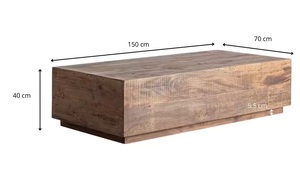 Modern <b>Rustic</b> Rectangular coffee <b>table</b> 150 cm recycled Solid <b>Wood</b> Coffee <b>Table</b> Handmade Living Room Furniture - Product Image 2