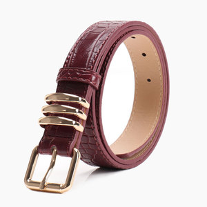 Ceinture en cuir de vache marron et noir avec boucle rectangulaire dorée, style décontracté, ceinture en cuir durable - Product Image 3