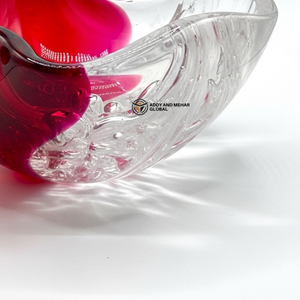 Tazón de Resina Rojo y Transparente Hecho a Mano con Forma Ondulada Orgánica, Tazón Decorativo Moderno para Servir, Centro de Mesa Artístico Brillante - Product Image 4