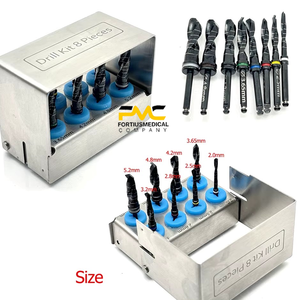 Ensemble de huit forets dentaires en titane avec forets pilotes pour la chirurgie de lifting du sinus maxillaire, finition noire - Product Image 4