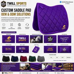 Custom Purple Quilted Horse Saddle Pad Front Logo Velcro Closure Unisex 140g Woven Fabric Digital Printed Customize Material - Product Image 5