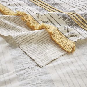Tenda da doccia con stampa a righe in cotone con nappa accessorio da bagno elegante e resistente - Product Image 3