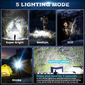 CITICITY Flashlights High Lumens, <b>Rechargeable</b> Flashlight with Digital Power Display with 4 Modes for Camping Emergency Outdoor - Product Image 3