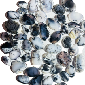 โอปอลเดนไดรติกแบบคาโบชอง – อัญมณีลายธรรมชาติ, โอปอลมอสสีดำและสีขาวสำหรับเครื่องประดับ ราคาขายส่งแบบยกชุด - Product Image 1