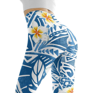 Conjuntos de Leggings de Yoga para Mujer, Talla Grande, Diseño Polinesio Hawaiano a Cuadros, Cintura Elástica, Largo Completo, Spandex/Nylon, Ropa Deportiva Informal de Verano - Product Image 4