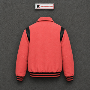 Veste universitaire classique en corail pour homme, en mélange de polyester, col rabattu, coupe droite, style preppy d'hiver, couleur unie - Product Image 6