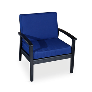 Sedia in eucalipto con finitura espresso, seduta profonda e cuscini blu navy - Product Image 2