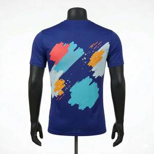T-shirt à manches courtes en coton 100% de haute qualité avec logo personnalisé, séchage rapide, impression par transfert thermique, tissu en toile pour hommes - Product Image 3