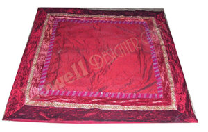 Couverture de Table Ethnique Rajasthan Dupion en Soie et Velours Nappe de Luxe Faite à la Main avec Broderie Traditionnelle Salle à Manger Décorative - Product Image 2