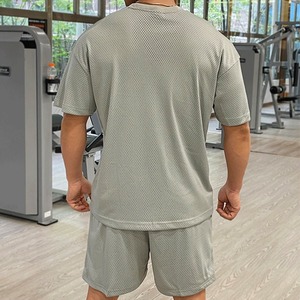 Men's Short Sleeved T-shirt Shorts Solid Color Casual Loose Sports Two-piece Set - Product Image 6