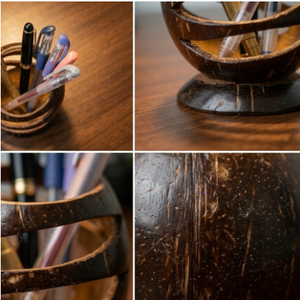 Porte-stylo en bois sculpté à la main, rond, antique, décoration d'intérieur, artisanat - Product Image 4