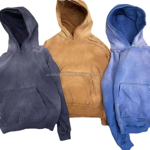 Ropa de invierno 420gsm tela de lana pesada lavado ácido Vintage sol desteñido parche desgastado sudaderas con capucha para hombres con estilo - Product Image 4