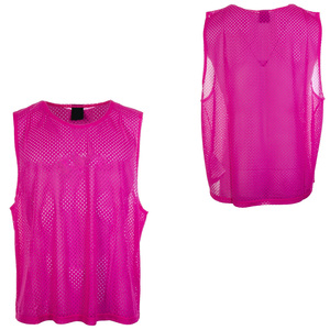 Unisex Pink Mesh Sleeveless Vest Crew Neck Breathable Regular Fit Adult All Seasons Sports <b>Jersey</b> - Product Image 1