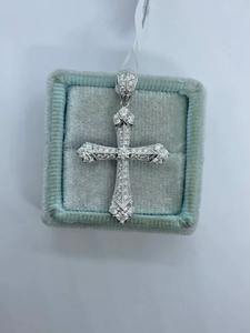 จี้รูปกางเขนอาร์ตเดโคประดับเพชรโมอิสซาไนต์ทรงกลม เงินแท้ 925 เครื่องประดับศาสนาคริสต์ จี้และเครื่องราง - Product Image 2