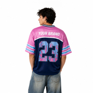 Fournisseur de maillots de football américain vintage personnalisables, unisexe, surdimensionnés, à manches courtes, en mesh, fabricant de streetwear personnalisé - Product Image 2