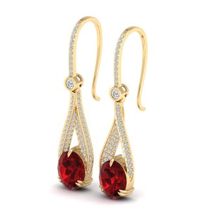 ต่างหูแบบห่วงประดับพลอยโกเมนทรงกลมเจียระไน REYES น้ำหนัก 4.84 กะรัต ดีไซน์ใหม่ ต่างหูทองคำแท้ 14K ประดับเพชรทรงหยดน้ำ สำหรับเธอ - Product Image 3