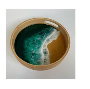 Plateau de service en bois de qualité supérieure au design moderne avec finition noyer pour servir de délicieuses plats rapides - Product Image 3