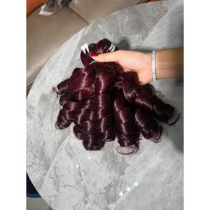 Extensions de cheveux Funmi Curl Weft, vierges vietnamiennes, double épaisseur, couleur bordeaux, pré-colorées, vente en gros - Product Image 5
