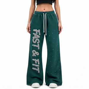 High Quality New Arrival Women Flared Sweatpants Winter ODM Customized Colors Satin Fabric Custom Logo Printing - Product Image 1