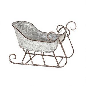 Heavy Duty Galvanized With Tree Design <b>Santa</b> Sleigh Chair Christmas Occasion Decorative Vehicle Indoor Outdoor <b>Standing</b> Ornament - Product Image 1