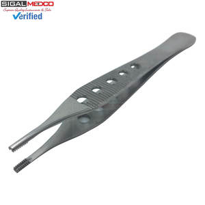 Pinzas para Tejido Adson Marrón de Calidad Premium, 9x9 Dientes, Rectas, Acero Inoxidable, Instrumento Quirúrgico Manual, Certificado CE - Product Image 1