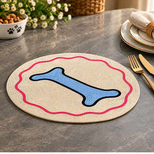 Handmade <b>Beaded</b> Round <b>Placemat</b> | Glass Bead Bone Pattern Table Mat for Dining Kitchen Home Decor Durable Table Setting Accessory - Product Image 5