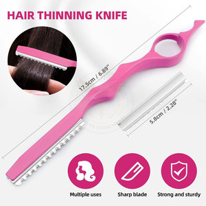 Hair Cutter Metal Single <b>Edge</b> Blade Straight Carbon Steel Safety Razor with <b>Rubber</b> Handle Right-Handed for Hair Thinning - Product Image 3