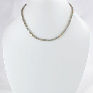 สร้อยคอลูกปัดลาบราโดไรต์, สร้อยคอพลอยสีเทา, สร้อยคอคริสตัลบำบัด, สร้อยคอโบโฮแบบเรียบง่าย, ของขวัญลาบราโดไรต์แบบมินิมอล - Product Image 5