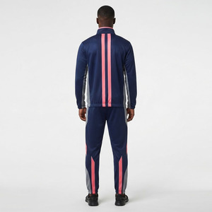 Ensemble de survêtement décontracté pour homme avec logo personnalisé, veste bleu marine à fermeture éclair et col montant, et pantalon de jogging – Fabricant de marques privées - Product Image 4
