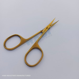 Tijeras para Cutículas de Color Dorado Plasma, Removedor Profesional de Piel Muerta para Manicura, Cuchilla Supercut Personalizada, Curva, de Acero Inoxidable HABI - Product Image 6