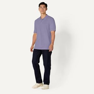 Polo de Algodón de Manga Corta para Hombre, Color Morado Sólido, Casual, Tejido Transpirable, Corte Regular - Product Image 1