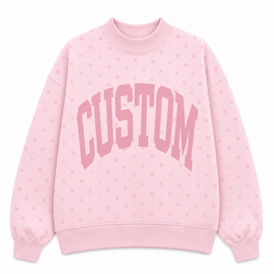 Customize Letter Print Crew Neck Sweatshirt <b>Women</b> Knitted Cotton Oversized Autumn Streetwear Pink <b>Patterned</b> Front Logo - Product Image 1