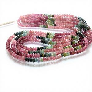 Perles de tourmaline naturelle à facettes rondes 100% naturelles, pierres précieuses de tourmaline naturelle, 16 pouces, prix de gros usine - Product Image 1