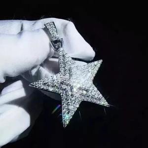 Pendentif étoile pour homme en argent sterling 925 avec diamant moissanite - Product Image 3