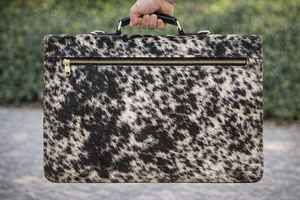 Maletín de Cuero Genuino con Pelo de Vaca, Estilo Vintage, para Portátil, Bolso de Mensajero, LPBH-0006 - Product Image 4