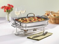 Plat de service rectangulaire en acier inoxydable pour buffet traiteur, idéal pour restaurants et événements