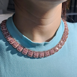 สร้อยคอเพชรทรงคุชชั่นคัทแบบสองแถว |   สร้อยคอเพชรแบบ Iced Out Halo |   เครื่องประดับทองคำขาวสุดหรู |   ฮิปฮอป - Product Image 2