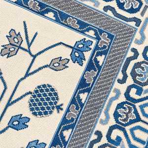 Luxury Hand Knotted NZ Wool Traditional Oushak <b>Rug</b> Blue Floral Eco-Friendly Low <b>Pile</b> Cotton Backing Medium <b>Thickness</b> Area Carpet - Product Image 5