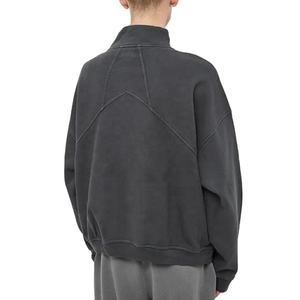 Sweat-shirt à capuche en molleton pour homme avec logo personnalisé, col zippé, 100% coton, style ample - Product Image 2