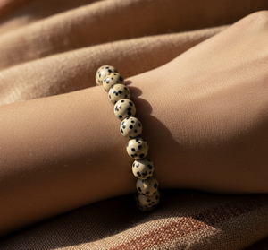 Handmade AAA Dalmation Jasper Round Bead Bracelet – Polished Gemstone Stretch Bracelet for <b>Men</b> & Women - Product Image 5