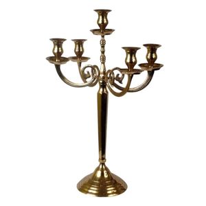 Luxury Brass Finish 5 Arm Metal Candelabra Wholesale Elegant Wedding Table Centerpiece Decorative Vintage <b>Candle</b> <b>Holder</b> Stand - Product Image 1