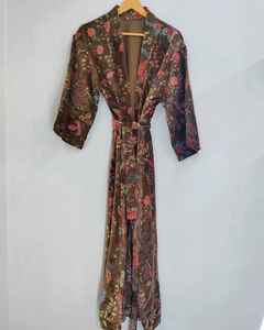 Kimono Largo Unisex Hecho a Mano de Primera Calidad, Ropa de Dormir de Algodón Indio con Estampado Animal, para Primavera, Verano, Otoño e Invierno, con Cinturón, Venta al Por Mayor - Product Image 5