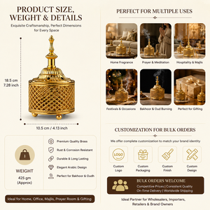 Solid Brass Bakhoor Burner Arabic Oud Incense Burner Decorative Incense Holder Home Fragrance Decor Ramadan <b>Eid</b> <b>Gift</b> - Product Image 2